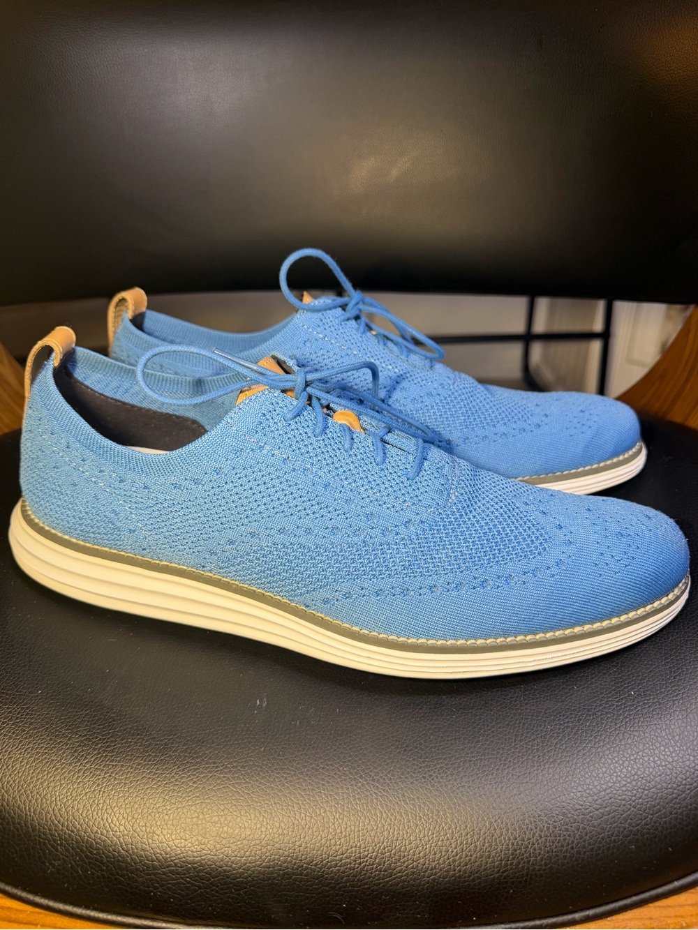 COLE HAAN Øriginal Grand Mens Sz 12 Stitchlite Wingtip Oxford Pacific Blue